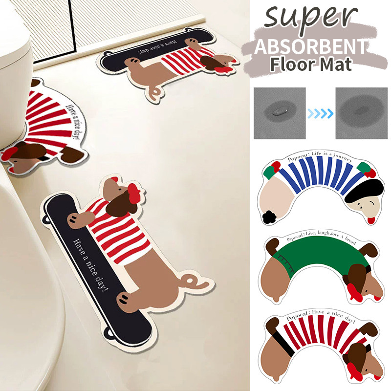 การ์ตูน Dachshund พรมปูพื้นห้องน้ํา U รูป Pad ตกแต่งบ้านพรมเช็ดเท้า