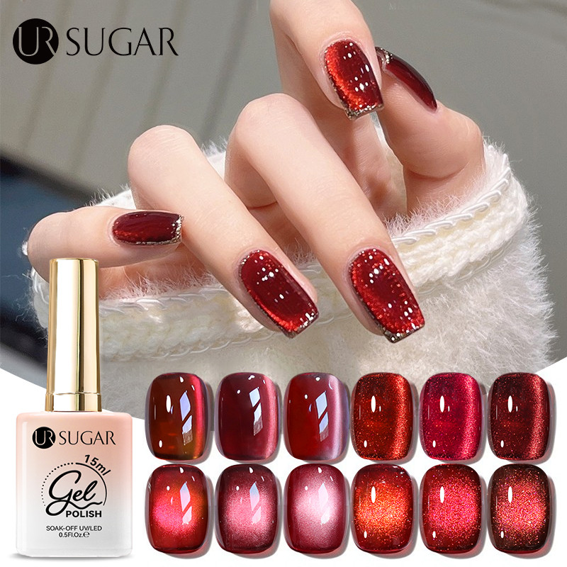 UR SUGAR 15 มล. คริสต์มาส สีทาเล็บ สีลูกแก้ว แดงอำพัน เลือดนก