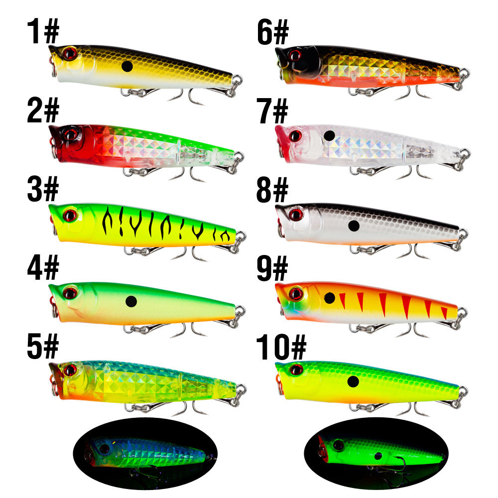 6.8เซนติเมตร/7กรัมล่อตกปลาเหยื่อป๊อปเปอร์ที่มีสองไตรเบิลตะขอ3ง ตาพลาสติกประดิษฐ์สร้อยเหยื่อแข็งสําหรับปลาเทราท์เบสคอนอุปกรณ์ตกปลา - รูปที่ 5