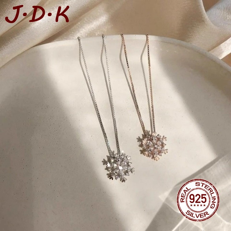 JDK สร้อยคอเงิน 925 จี้โรสโกลด์ 18k