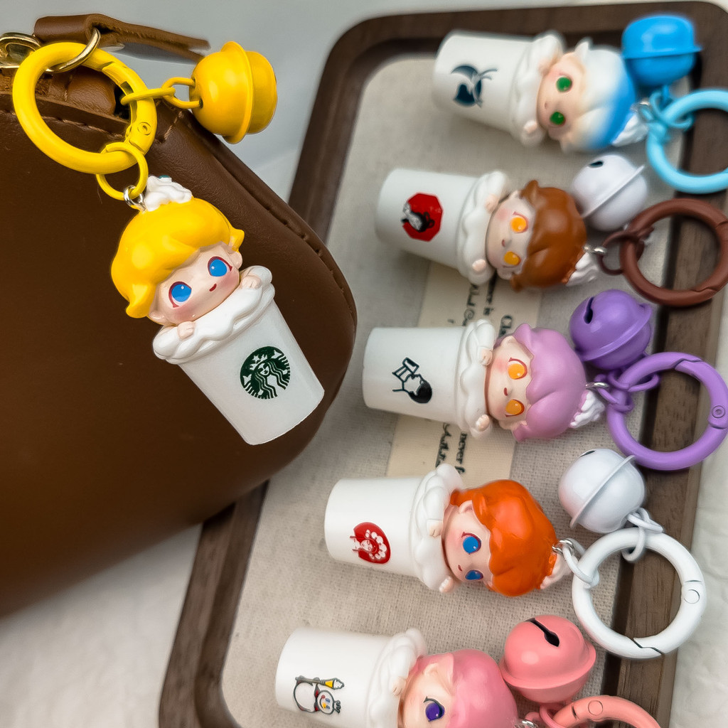 A.簧铃E98对对碰弹簧扣铃铛挂件dimoo奶茶瓶子可爱摆件diy钥匙扣配Spring bell E98 paired collision spring buckle bell pendantpoke