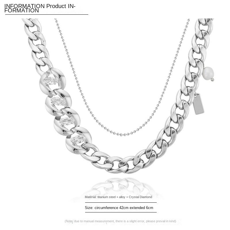 [RSQ] Niche Light Luxury Double Layered เกินจริงสร้อยคอโซ่หนา ins Cool สไตล์สาวร้อนที่ไม่ซ้ํากันล็อค