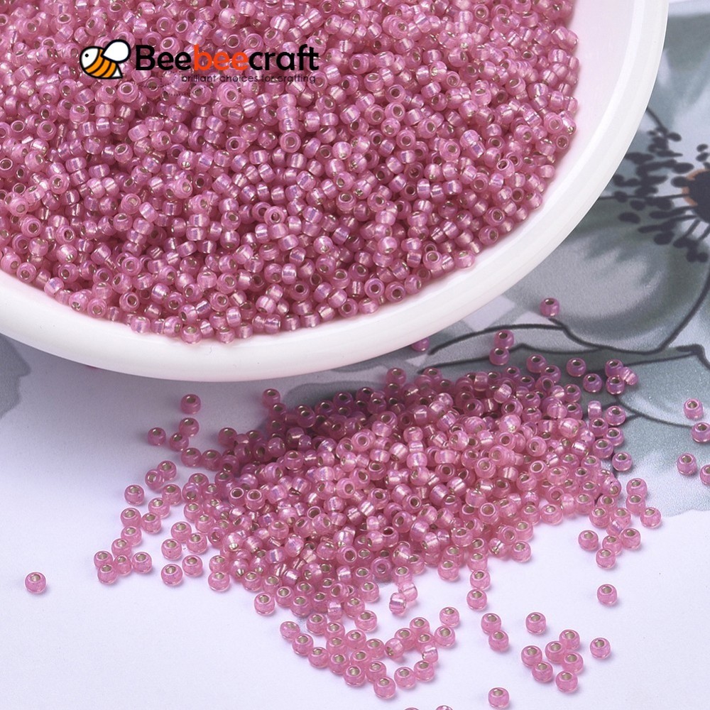 10g MIYUKI รอบ Rocailles ลูกปัดญี่ปุ่นลูกปัด 11/0 (RR556) ย้อม Rose Silverlined Alabaster 2x1.3 มม.: 0.8 มม.ประมาณ 1111pcs/10g