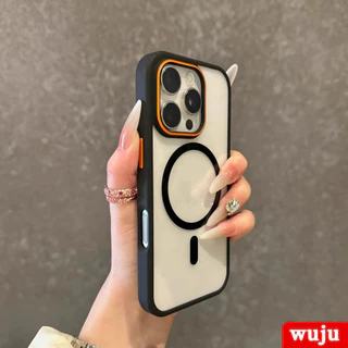 Wuju หรูหราแม่เหล็กไร้สายชาร์จโปร่งใสเคสโทรศัพท์สําหรับ iPhone 17 16 15 14 13 12 11 Pro Max Plus Air เคสโทรศัพท์ฝาครอบใส