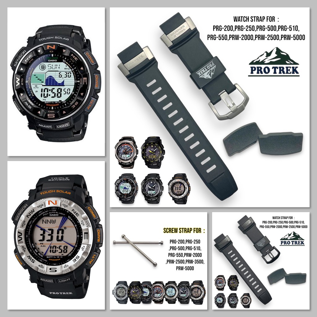 สายนาฬิกา CASIO PROTREK ของรุ่น PRG-200,PRG-250,prg-500,prg-510,prg-550,prw-2500,PRW-3500,prw-5000