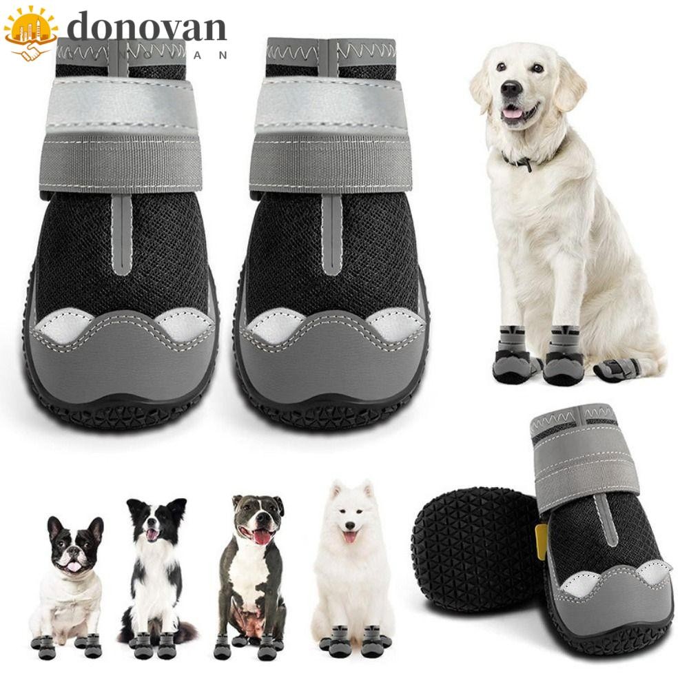 โดโนวา 4ชิ้น/เซ็ตสุนัขรองเท้ากันลื่น,ระบายอากาศสวมทนสุนัขอุ้งเท้าป้องกัน,ปฏิบัติสะท้อนแสงปรับถุงเท้าสุนัขรองเท้าสําหรับสุนัขขนาดใหญ่แล