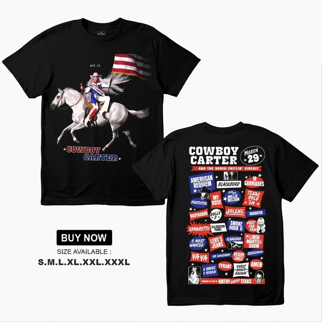 Beyonce Cowboy Carter นักร้องเสื้อลําลองสําหรับผู้ชายและผู้หญิงผ้าฝ้ายเสื้อยืด hotsale Tee