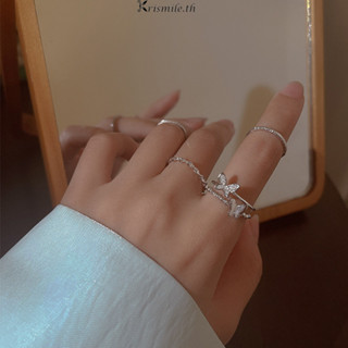 COD-ในไทย💖แหวนผีเสื้อ Super Fairy Butterfly 4 ชิ้นสำหรับสุภา…