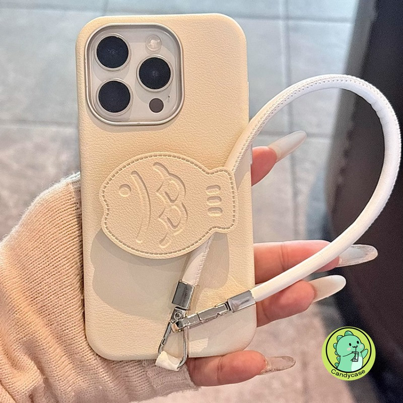 ยืนหนังเคสโทรศัพท์สําหรับ Xiaomi 15 Pro 14T 13T Pro Mi 11 Lite 11X Pro ผู้ถือปลอกน่ารักการ์ตูนปลานุ่มพร้อมสายคล้อง