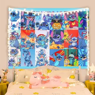 [จัดส่งจากประเทศไทย] agirl Starbaby Stitch ผ้าพื้นหลังตกแต่งห้องอะนิเมะน่ารักแขวนผ้าปรับปรุงห้องนอนผ้าติดผนังถ่ายภาพติดผนัง