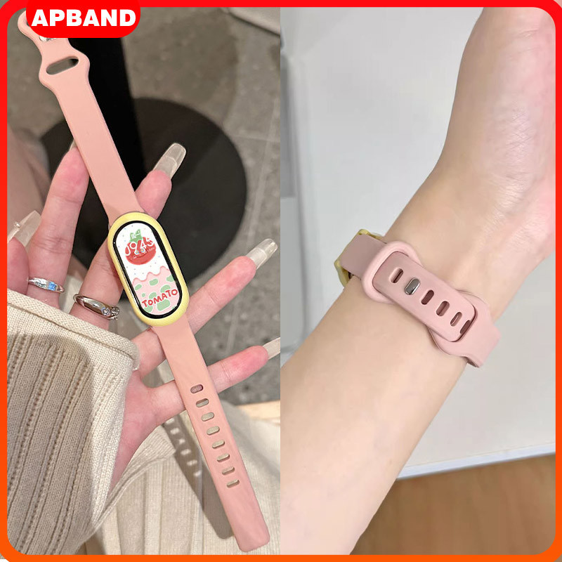 สายยางซิลิโคน for Xiaomi Mi Band 10/9/8 กีฬานุ่มเปลี่ยนด้วยสายรัดข้อมือสายรัดข้อมืออุปกรณ์เสริม