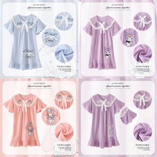 (((95-160 ซม.) เด็กผู้หญิง Sanrio Series ชุดนอนเด็กผู้หญิงน่…