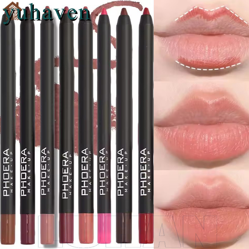 PHOERA Lip Liner, Nude Brown Lip Gloss Pencil, Matte Velvet Lipstick, Waterproof, Non-stick Cup, Long Lasting Lip Makeup Cosmetic