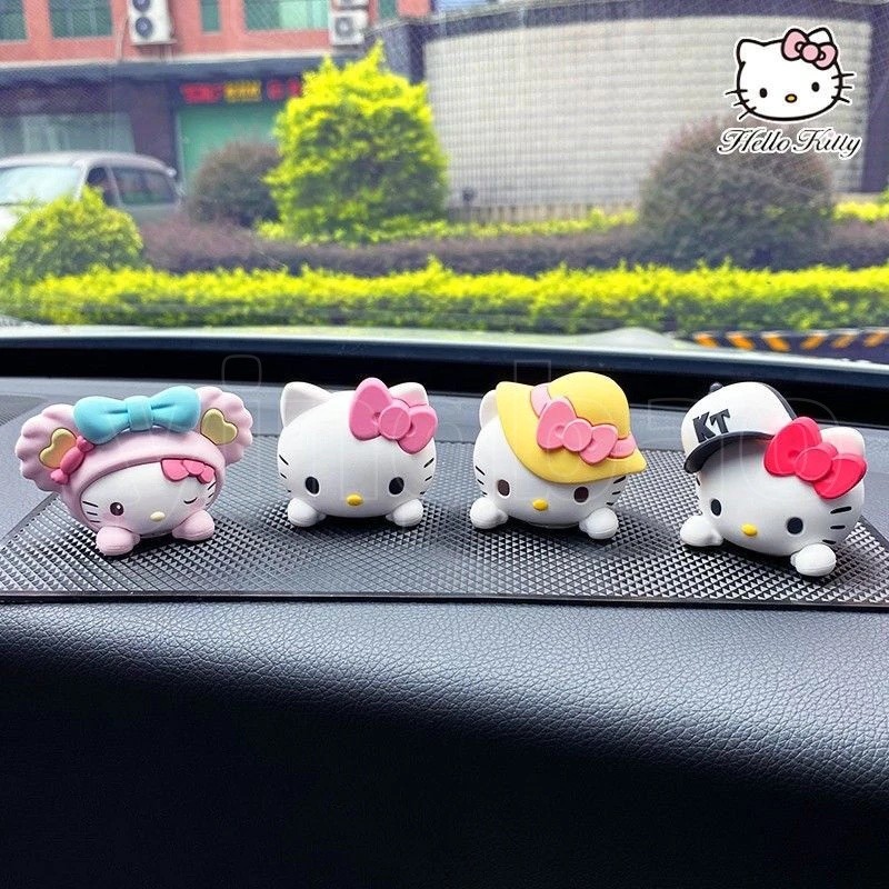 5ชิ้น/เซ็ตน่ารักคิตตี้ตุ๊กตาตกแต่งรถการ์ตูนคิตตี้แมวรูปการกระทําตุ๊กตาเครื่องประดับอัตโนมัติภายในแดชบอร์ดตกแต่งสําหรับสาวๆ - รูปที่ 6