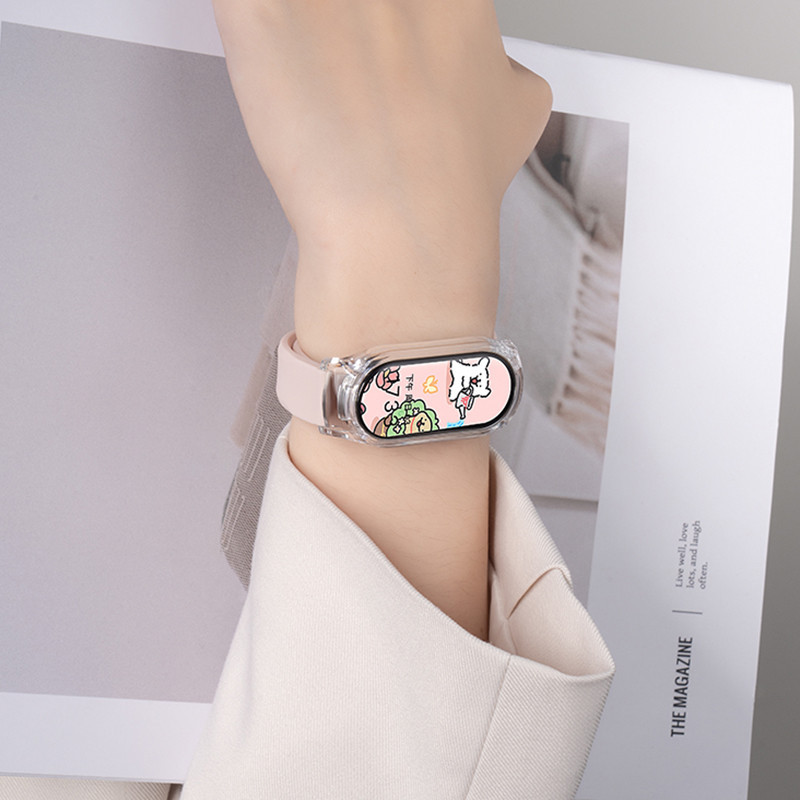 เคสพีซีใสสายยางซิลิโคน for Xiaomi Mi Smart Band 9 เทปกันชนฟิล์มป้องกันหน้าจอ for Miband 9