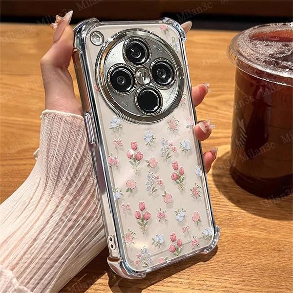 เคส OPPO Find X8 X9 เคส OPPO Find X8 X9 Pro เคสกันกระแทกลายเปลือกหอยสีชมพูขนาดเล็กพร้อมเลนส์กล้อง เคสโทรศัพท์แบบหนา วัสดุชุบกันกระแทกแบบ Airbag