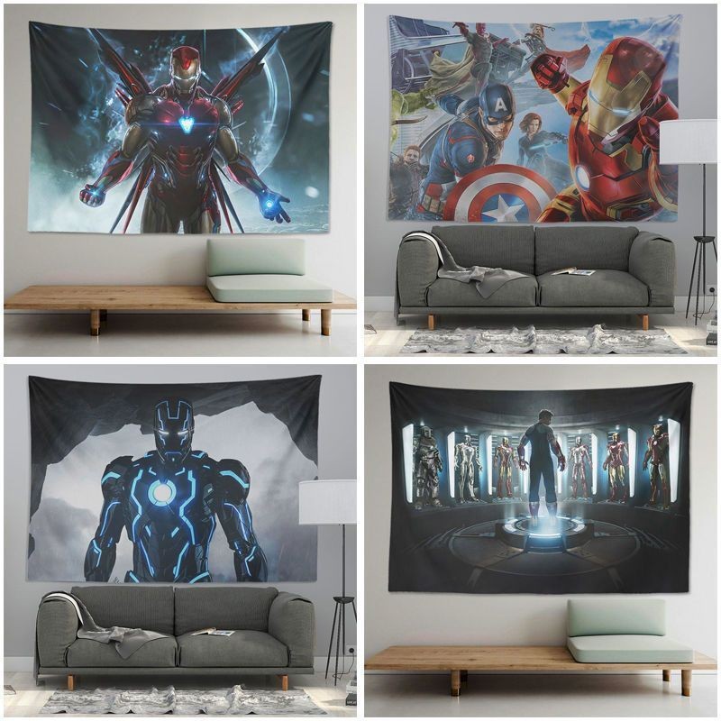 ผ้าพื้นหลัง Agirl Marvel Iron Man สำหรับหอพัก ห้องนอน ตกแต่งผนังห้อง ผ้าแขวน ห้องนั่งเล่น ข้างเตียง การปรับปรุง ผ้าผนังที่จำเป็น