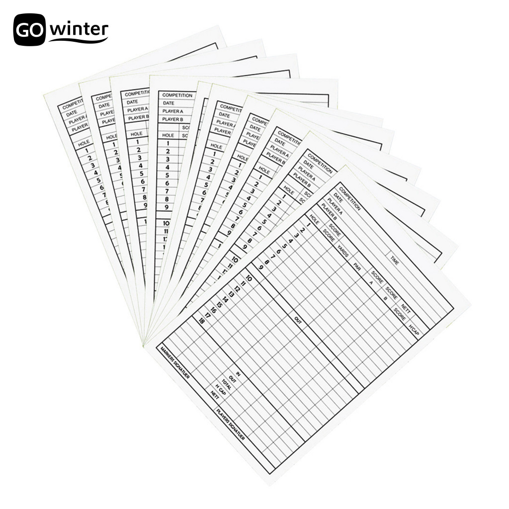 [GT.z] Smooth Writing Golf Scorecard วัสดุคะแนนกอล์ฟที่ทนทาน 10 ชิ้นแผ่นคะแนนกอล์ฟกระดาษเคลือบ Score