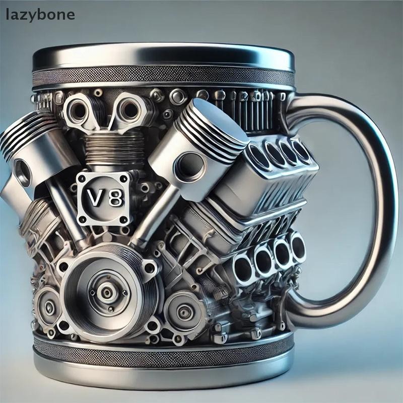 {LZ} ถ้วยกาแฟเครื่องยนต์รถยนต์แบบใช้ซ้ําได้แก้วค็อกเทลอุปกรณ์ดื่มตลกถ้วยสแตนเลสแบบพกพาสําหรับการเดินทางที่บ้าน {lazybone}