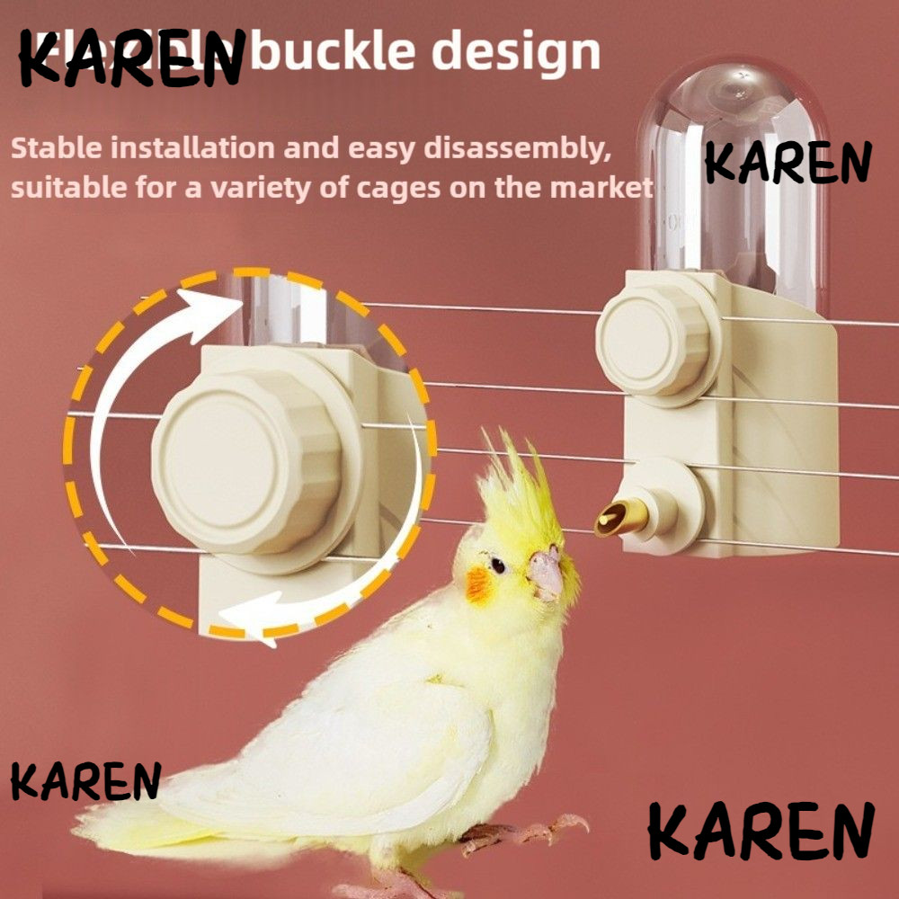 Karen Birds Water Feeder, 250ml ขวดน้ํานกสัตว์เลี้ยงความจุขนาดใหญ่,แบบพกพาอัตโนมัติเงียบแขวนนกแก้ว Feeding Hydration สําหรับนกแก้ว
