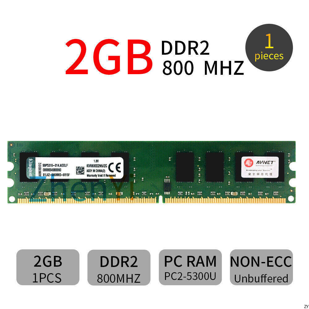 สําหรับ 2GB DDR2 800MHz PC2-6400 240Pin CL6 หน่วยความจําเดสก์ท็อป KVR800D2N6/2G