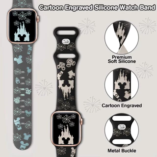 พิมพ์ซิลิโคนสายยางนุ่ม for IWatch Apple Watch Ultra/SE 3 2 49 มม.Series 11 10 9 8 7 6 5 4 46 45 44 42 41 40 38 มม.