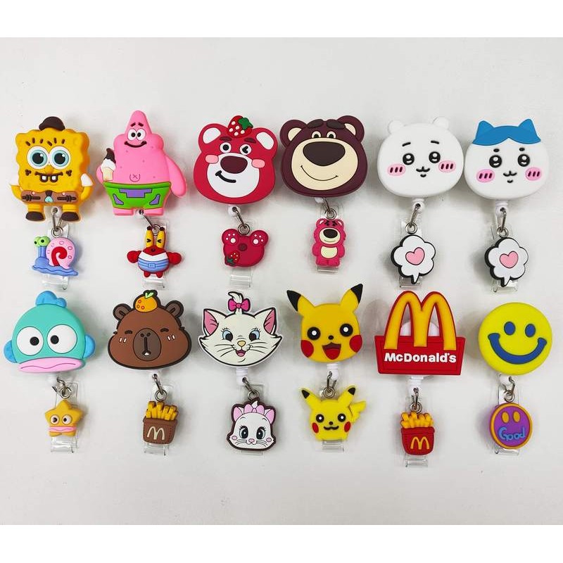Doledo พร้อมสต็อก Jii Kawa Retractable Badge Easy Pull Buckle จี้ Retractable Easy Pull Buckle สตรอเบอร์รี่หมี SpongeBob SquarePants Luna Cat
