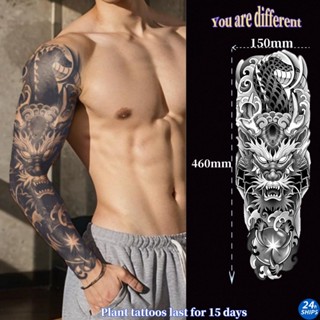 ลายกิเลนรอยสักครอบงําชายแขนพืชสักสติกเกอร์รอยสักกันน้ํายาวนา…