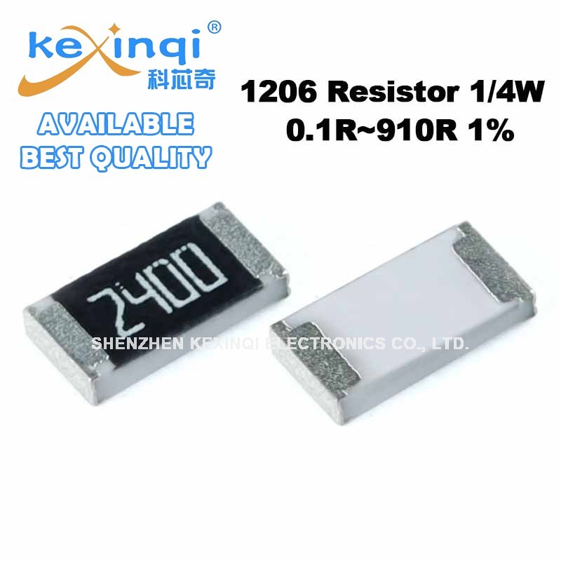 (100 ชิ้น) 1206 ตัวต้านทาน SMD 0.1R~910R 1% 1/4W 0R 0.2R 0.22R 0.33R 0.47R 0.68R 1R 2.2R 4.7R 5.1R 47R 22R 33R 100R 330R 220R Ohm ความต้านทาน