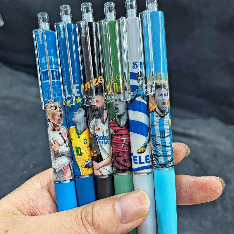[Ready Straw] C Luo Gel pen Messi World Cup Football star Press pen High-value Boys Handsome Idol Si