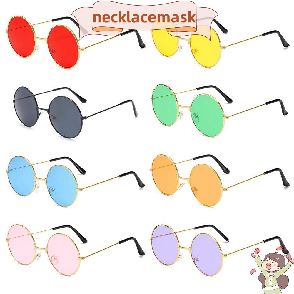 NLM แว่นกันแดดทรงกลม Retro Hippie Party Circle Glasses