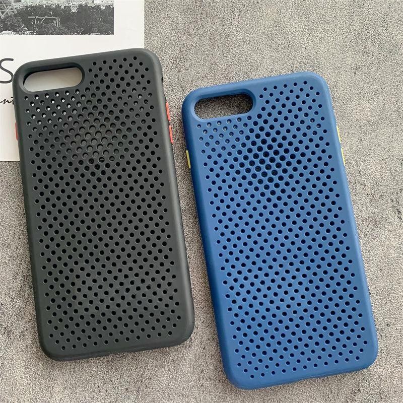 การกระจายความร้อนBreathable Coolingเคสโทรศัพท์สําหรับiPhone 6 6S 7 8 Plus SE 2 3 2020 สีลูกกวาดSoft TPU Cover