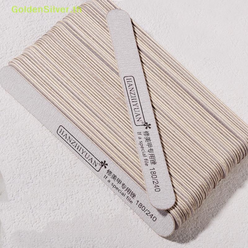 GoldenSilver 10 ชิ้นตะไบเล็บไม้เล็บบัฟเฟอร์ขัด 120/180/240 กระดาษทราย UV เจลขัดแต่งเล็บ Pedicure เล็บเครื่องมือ TH