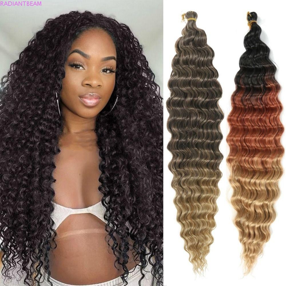 RADIANTBEAM Twist ถักผม, Afro Curly Hair Deep Wave Braiding Hair Extension, Fluffy Brazilian Braids 22 นิ้ว Water Wave ผมสังเคราะห์ผู้หญิง