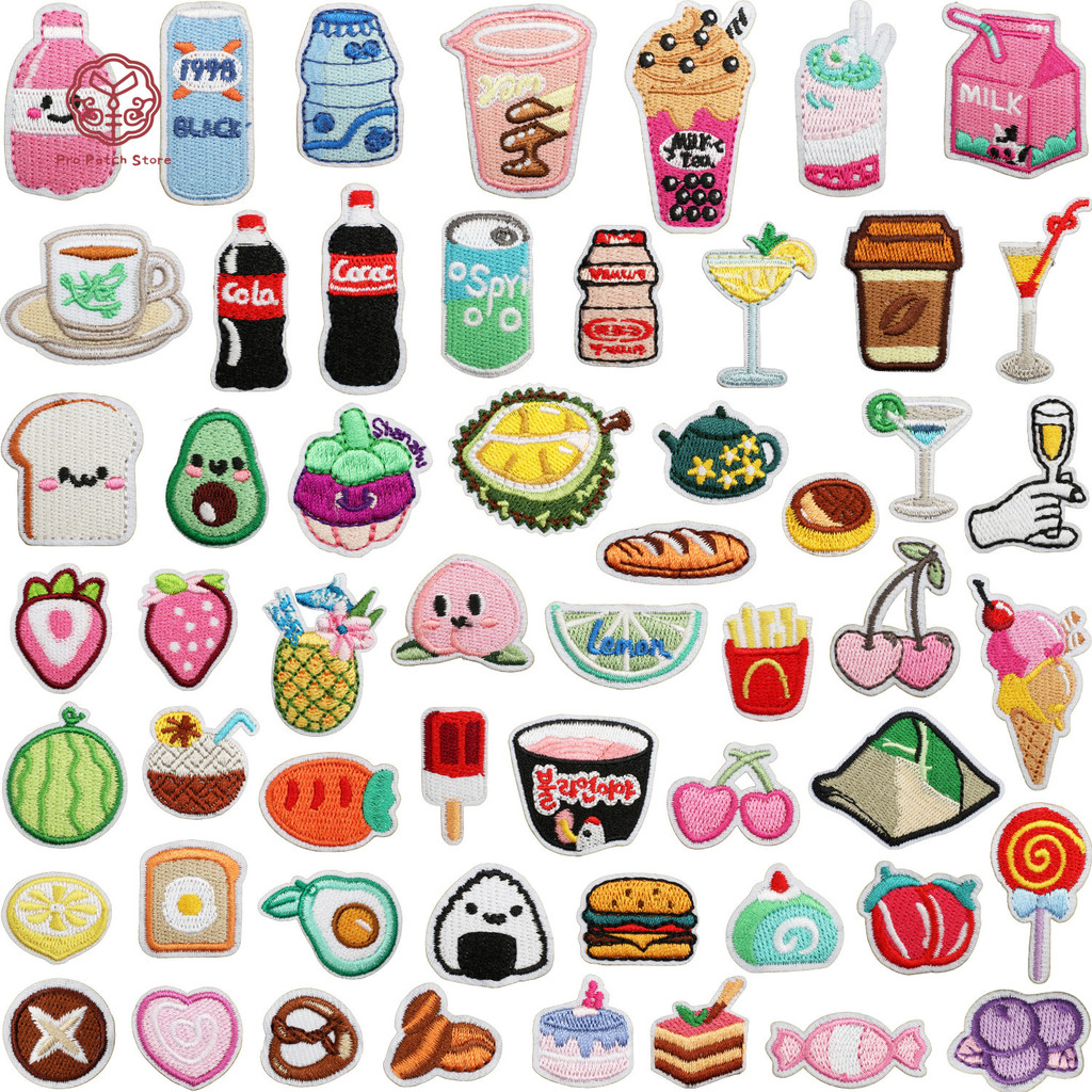 Pro Patch Store การ์ตูนตกแต่งเครื่องดื่ม Series DIY เย็บปักถักร้อยแพทช์สําหรับสติกเกอร์เย็บปักถักร้อยแพทช์สําหรับเสื้อผ้าป้ายสติกเกอร์