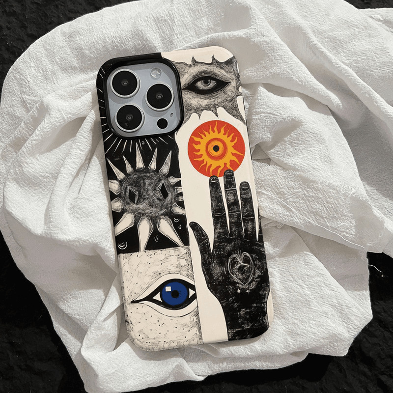 เคส Sun Strange Eye 2-in-1 สําหรับ Apple 16 Pro Max iPhone 15 Dual Layer 14 Pro Film 13/12/11 Pro Max 7/8p Xs Max ฝาครอบป้องกันกันกระแทก
