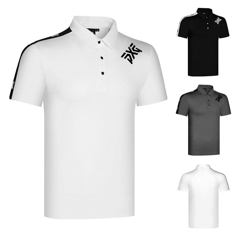 PXG Golf Mens Top Lapel เสื้อโปโลลําลองแขนสั้นเสื้อยืดกอล์ฟชุดกีฬา Jersey สามารถปรับแต่ง DX0947 IH