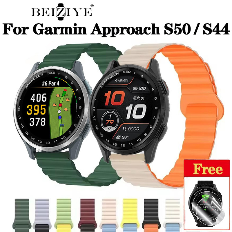 Magnetic Loop Band สําหรับ Garmin Approach S50 Smartwatch สร้อยข้อมือซิลิโคนกีฬาสายคล้องคอสําหรับ Garmin Approach S44 สร้อยข้อมืออุปกรณ์เสริม