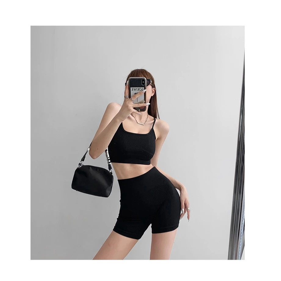 ชุดกีฬาฤดูร้อน เสื้อแขวนกางเกงขาสั้น โยคะฟิตเนส thumbnail 10