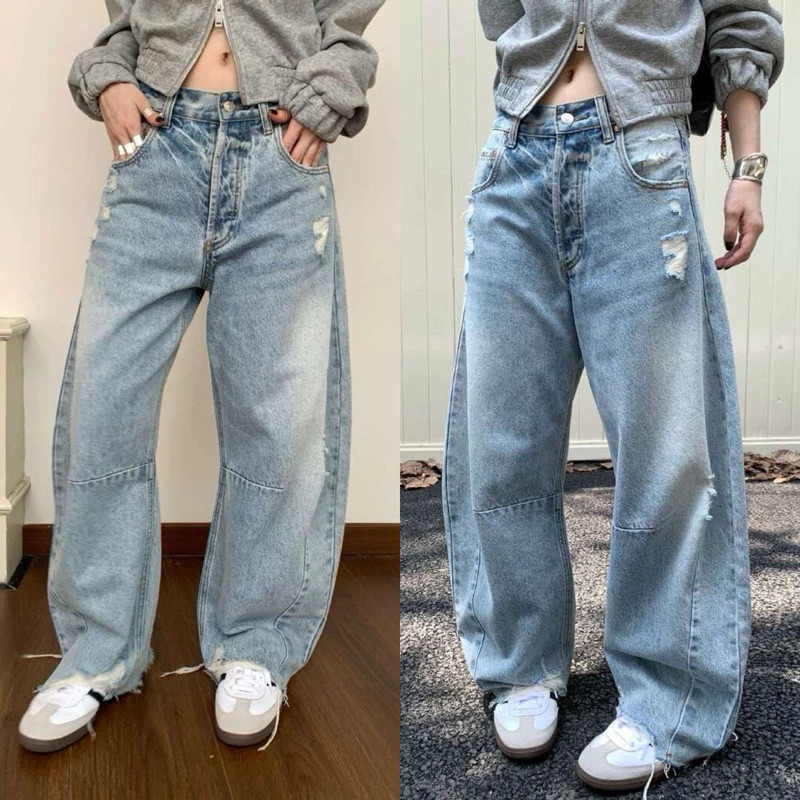 กางเกงยีนส์ทรงหลวม สไตล์ STREET WEAR อันซีน เหมาะสำหรับเยาวชน