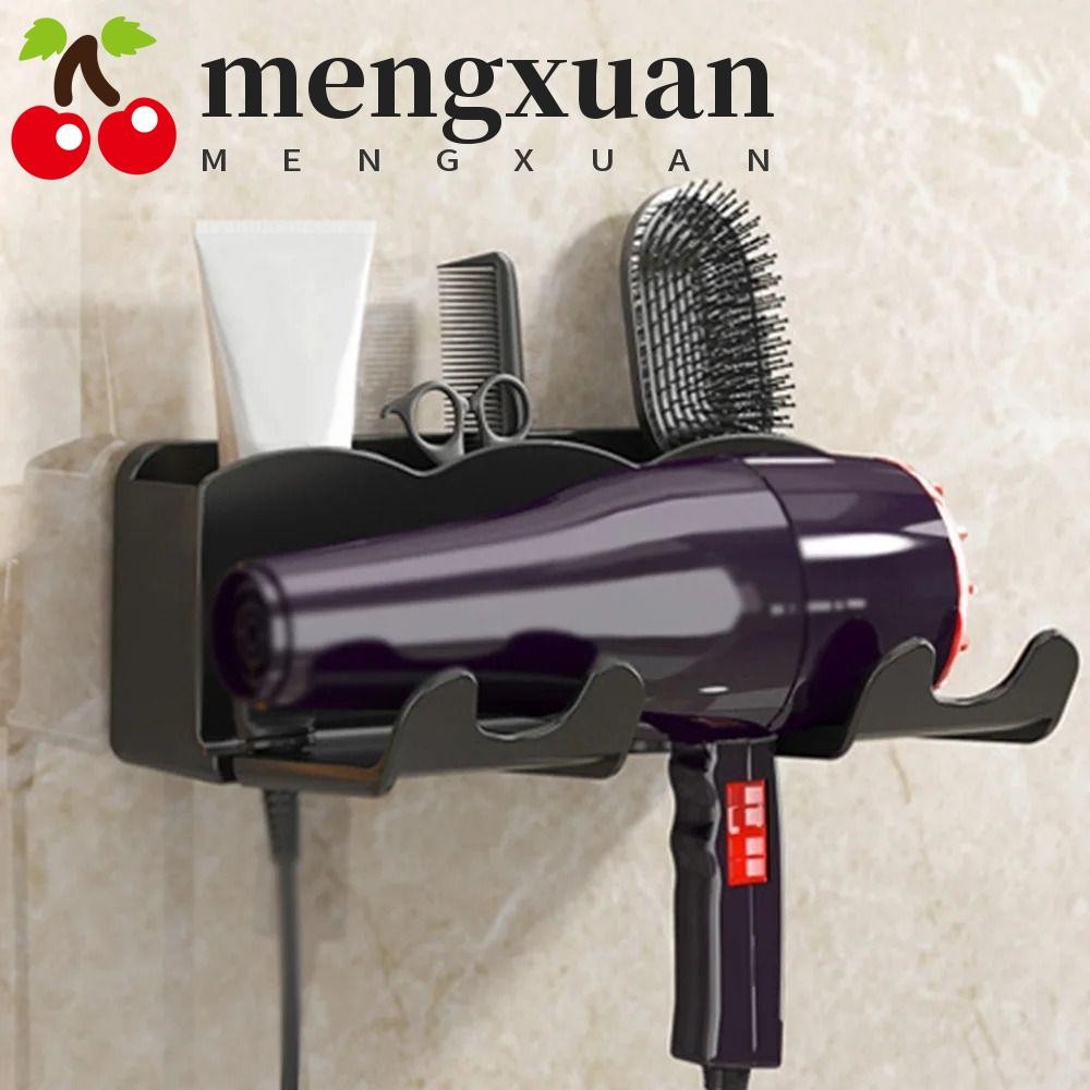 Mengxuan ที่วางเครื่องเป่าผม, ชั้นวางเครื่องเป่าผมมีสไตล์แบบติดผนัง, อุปกรณ์ในห้องน้ําพลาสติกพร้อมตัวยึดโบลเวอร์แบบเจาะฟรีบ้าน