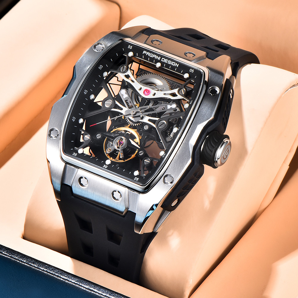 Pagani DESIGN 2024 ใหม่ 42 มม.โครงกระดูกผู้ชายนาฬิกาหรูหรา Sapphire Glass นาฬิกาอัตโนมัติ 5ATM นาฬิกากันน้ําสําหรับชาย PD-YS018