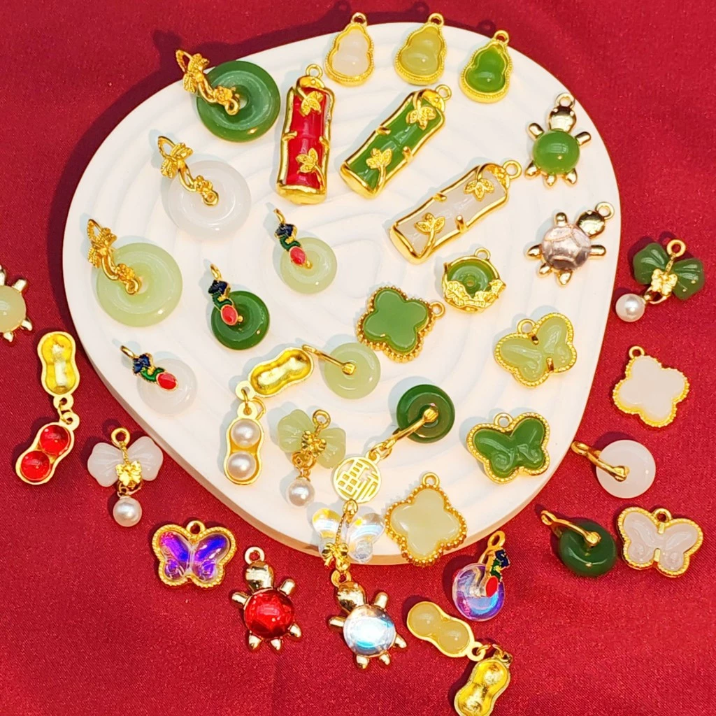 20pcs โลหะผสมเลียนแบบหยกปลอดภัยหัวเข็มขัดจี้ DIY สร้อยข้อมือสร้อยคอเครื่องประดับขายส่ง