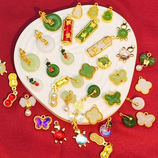20pcs โลหะผสมเลียนแบบหยกปลอดภัยหัวเข็มขัดจี้ DIY สร้อยข้อมือสร้อยคอเครื่องประดับขายส่ง