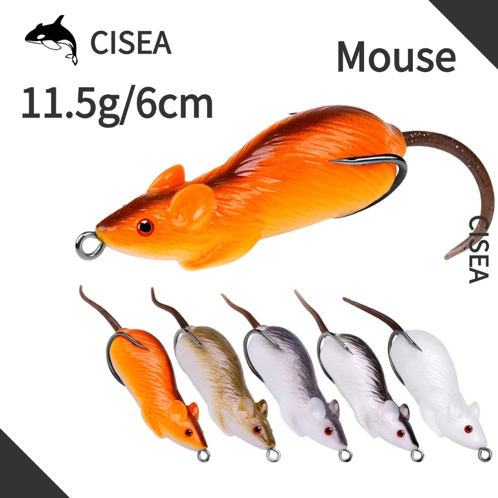 CISEA F38  เหยื่อหนูปลอมสำหรับตกปลา เหยื่อหนูซิลิโคน  เหยื่อหนูมีหาง เหยื่อหนูลอยน้ำ