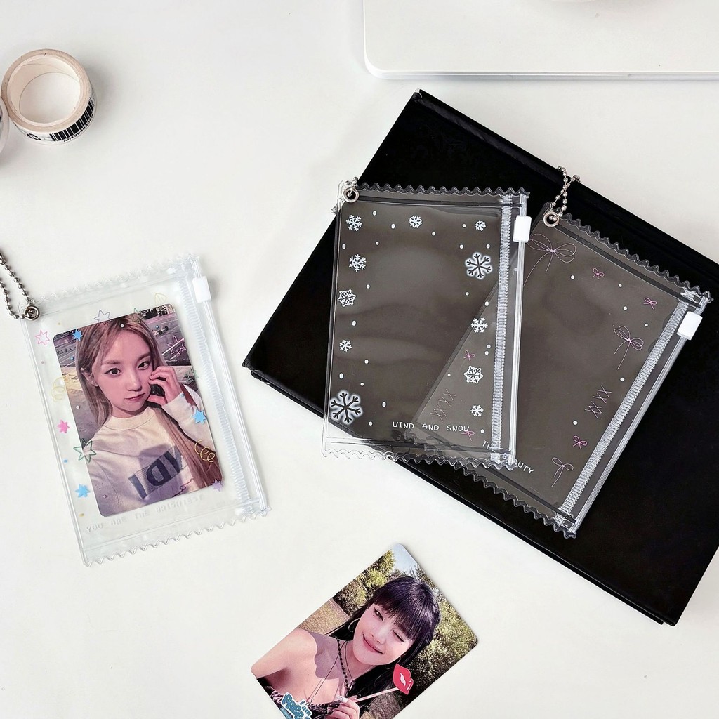 Ins Snowflake Stars 3 นิ้ว Small Card Idol Card Holder Organizer Card Case Barclay Storage Bag