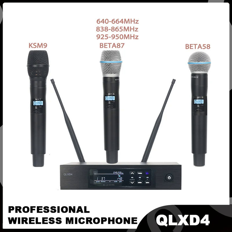 Professional QLXD4 QLXD24 BETA58 KSM9 BETA87 QLXD2 QLX-24D beta 58 digital wireless microphone syste