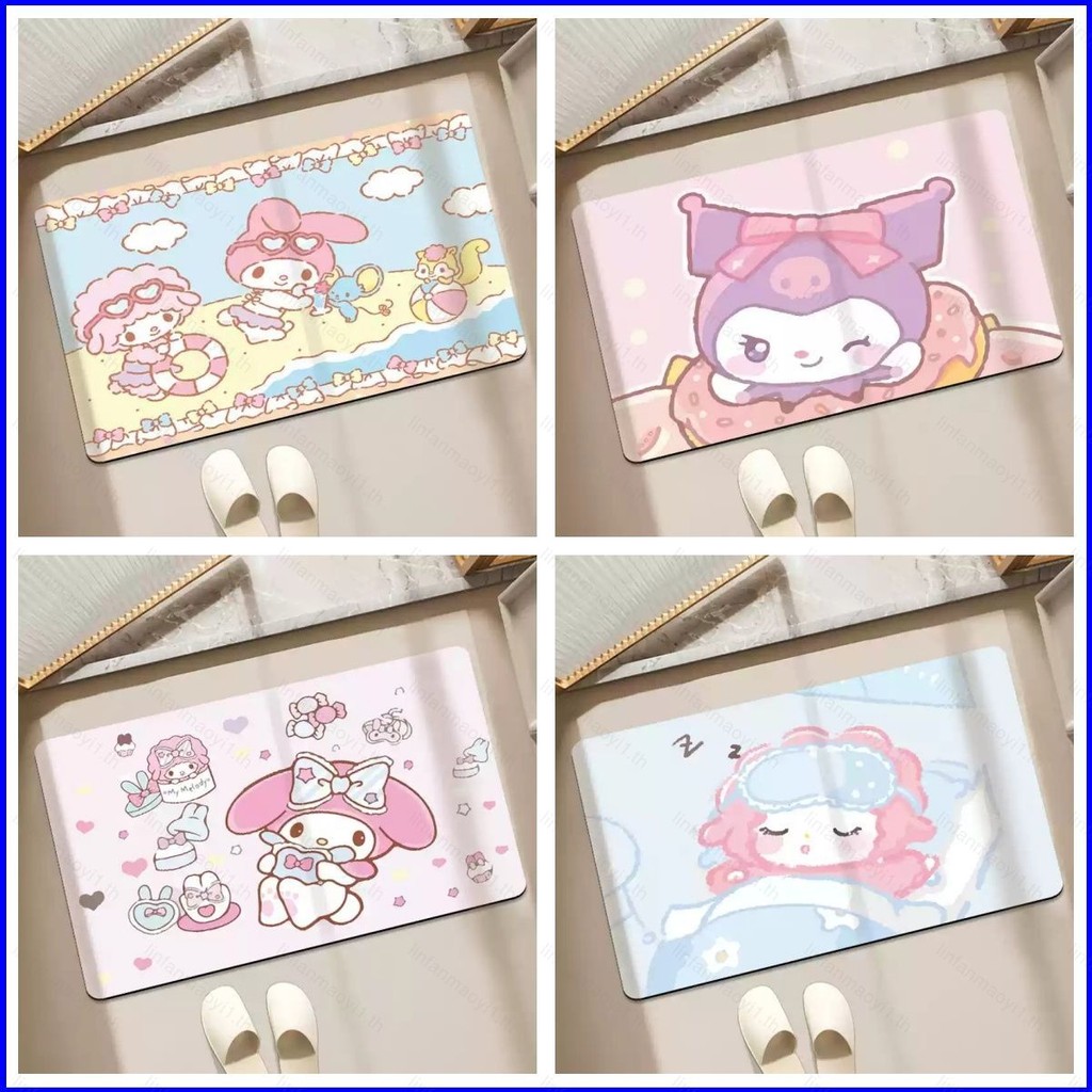 Nana Sanrio Kuromi My Melody น่ารักเสื่อประตูทางเข้าแผ่นปูพื้นเบาะห้องนอนในร่มเสื่อกันลื่น