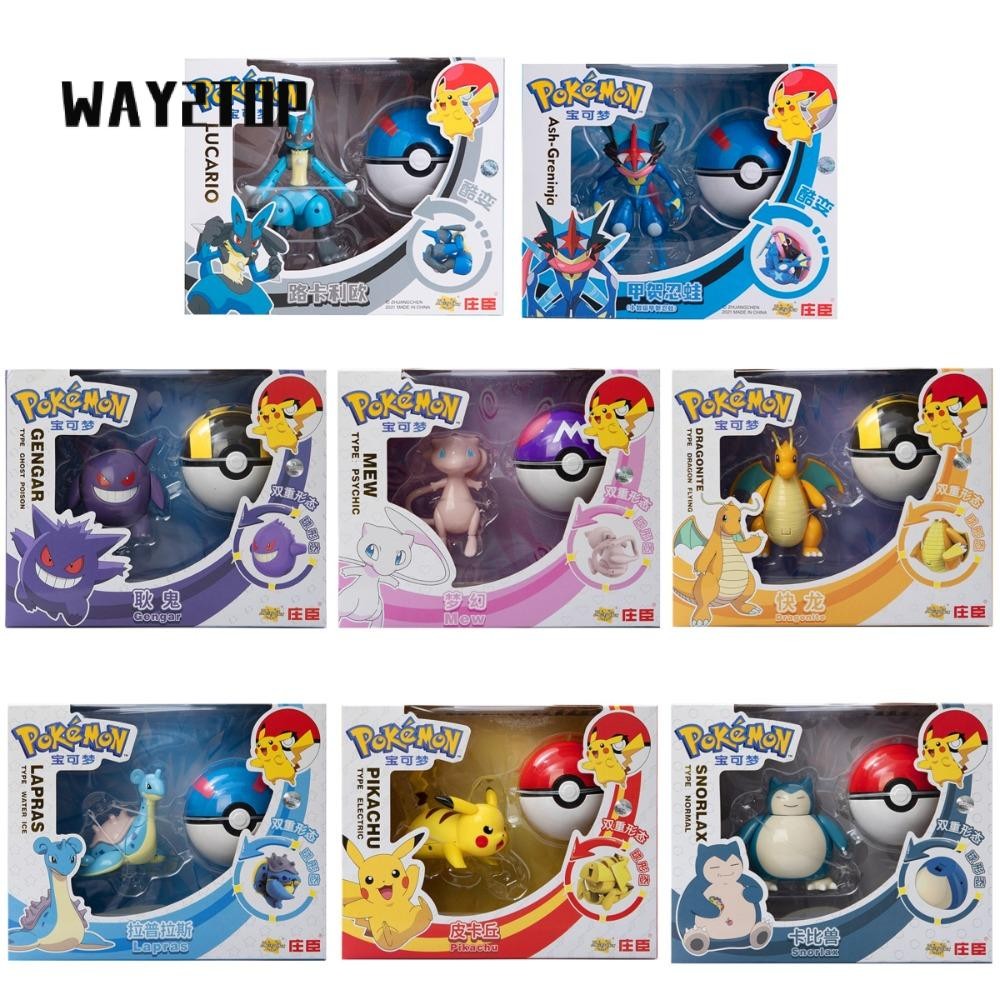 Way2top Poke Ball ตัวเลข, Lucario Snorlax Mew Pikachu Greninja Dragonite Gengar Lapras อะนิเมะ, ข้อต่อปรับ Transformation ของเล่น