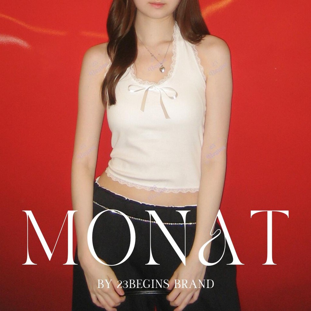 MONAT เสื้อคล้องคอลูกไม้ มีฟองน้ำ ผ้าคอตตอน (9018)